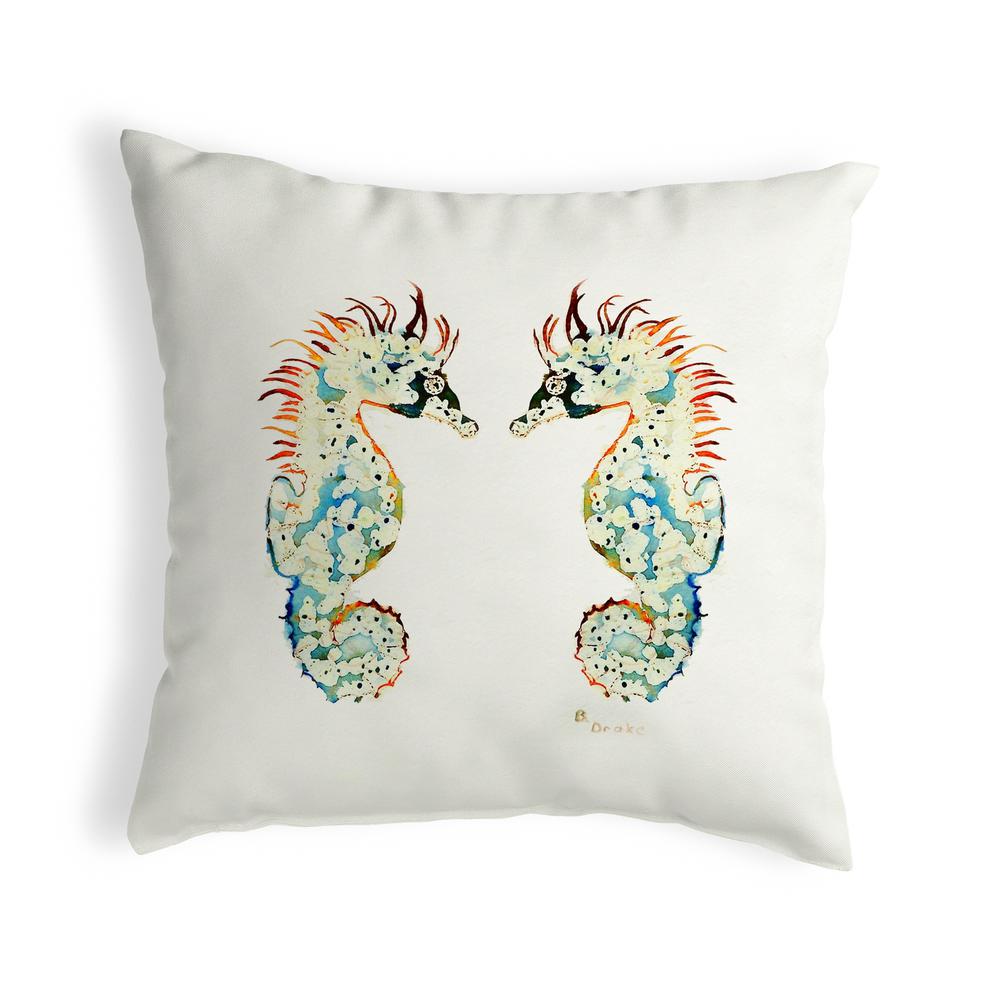 Betsy's Seahorses No Cord Pillow 18x18. Picture 1