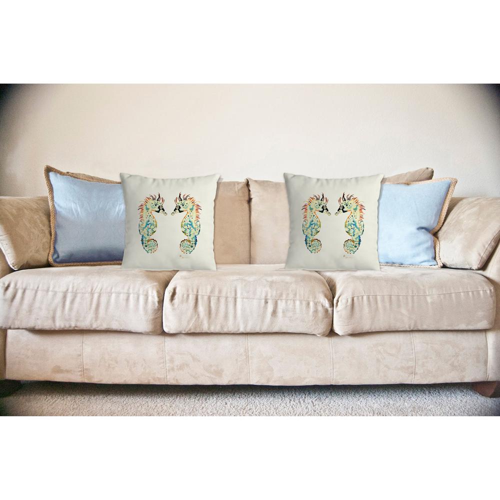 Betsy's Seahorses No Cord Pillow 18x18. Picture 2