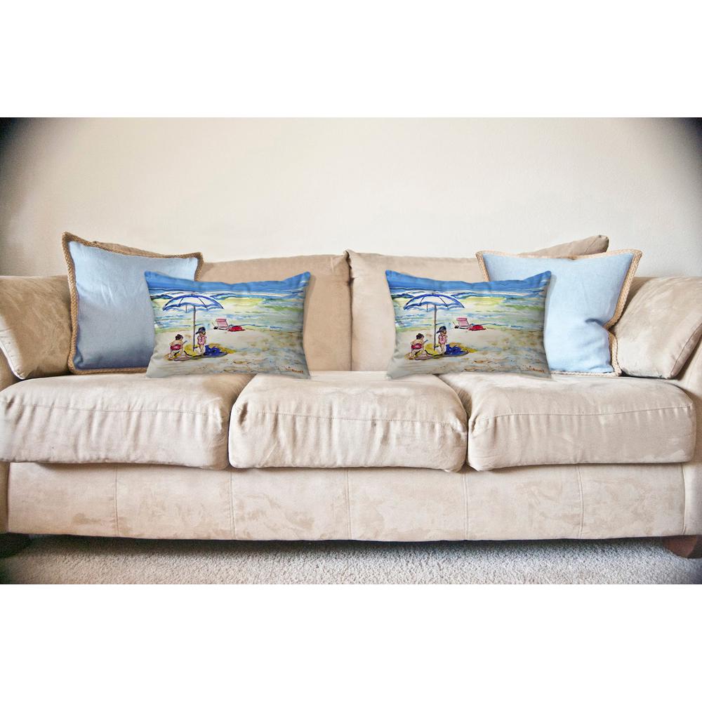 Playing On The Beach No Cord Pillow 16x20. Picture 2