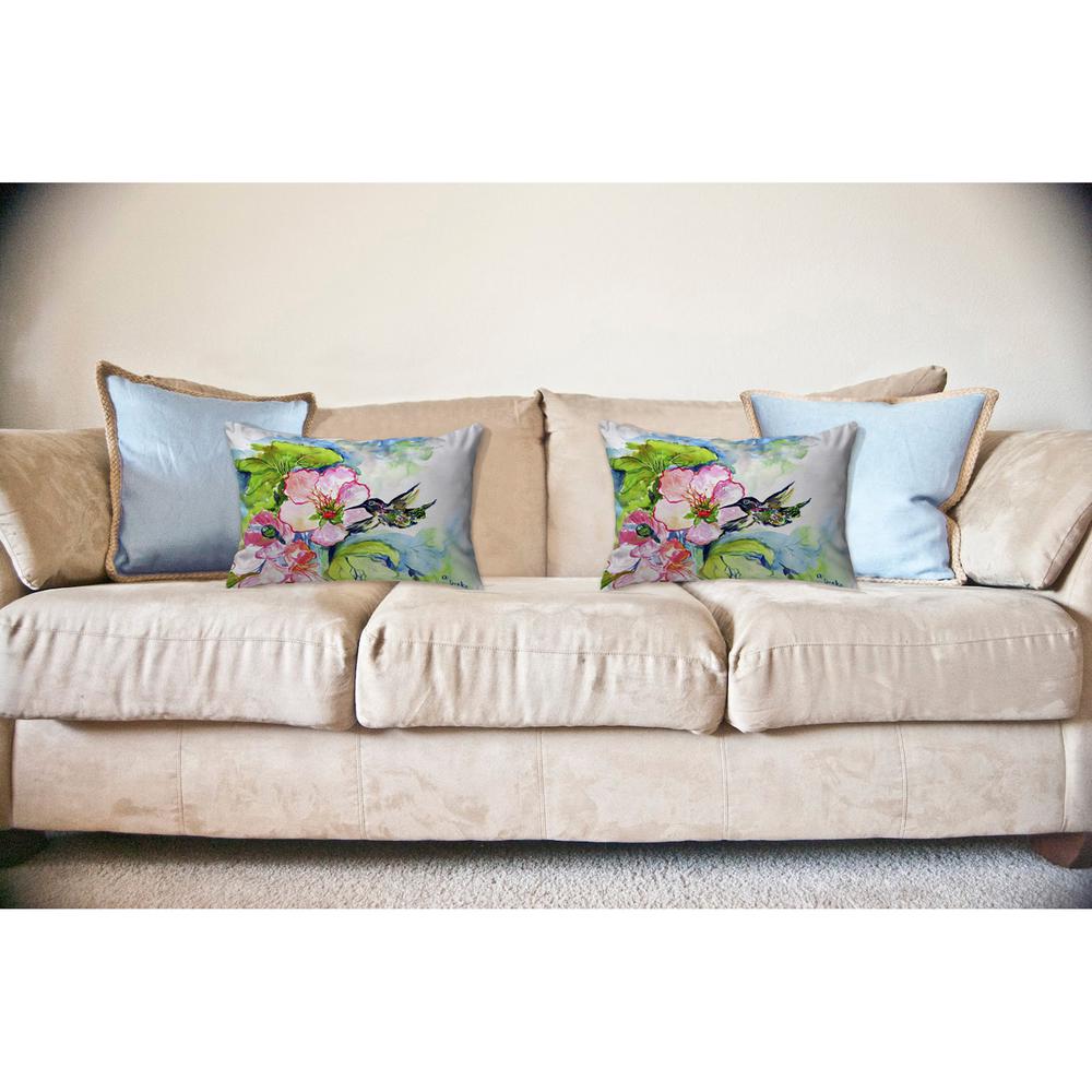 Hummingbird & Hibiscus No Cord Pillow 16x20. Picture 2