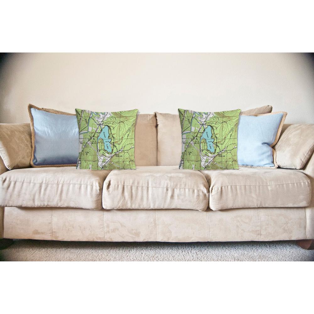 Forest Lake, NH Nautical Map Noncorded Indoor/Outdoor Pillow 18x18. Picture 2