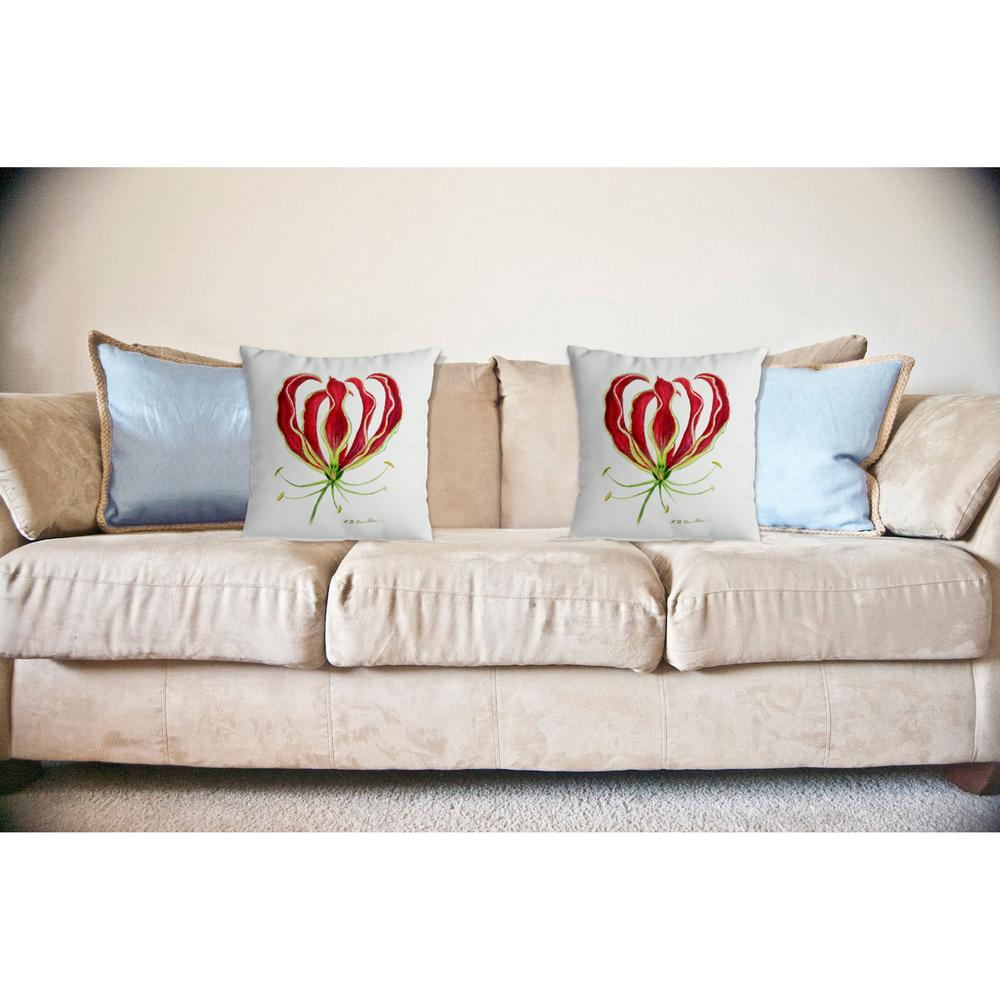Red Lily No Cord Pillow 18x18. Picture 2