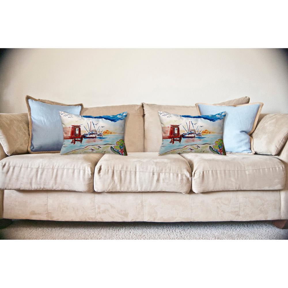 Dock & Shrimp Boat No Cord Pillow 16x20. Picture 2
