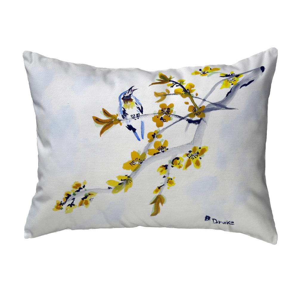 Bird & Forsythia No Cord Pillow 16x20. Picture 1