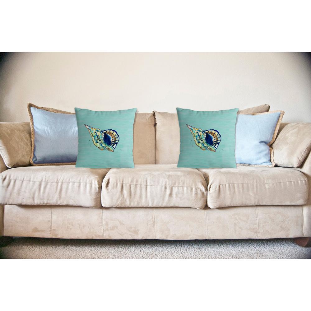 Betsy's Shell - Teal No Cord Pillow 18x18. Picture 2