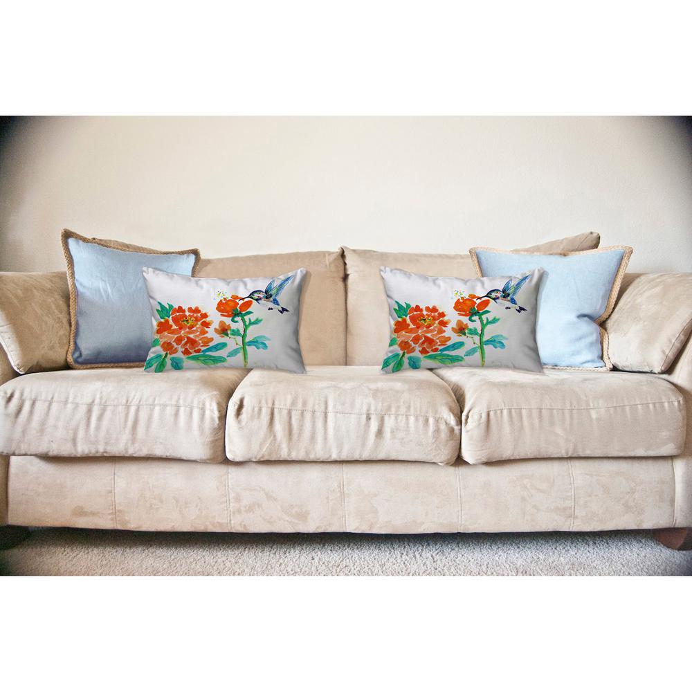Hummingbird & Red Flower No Cord Pillow 16x20. Picture 2
