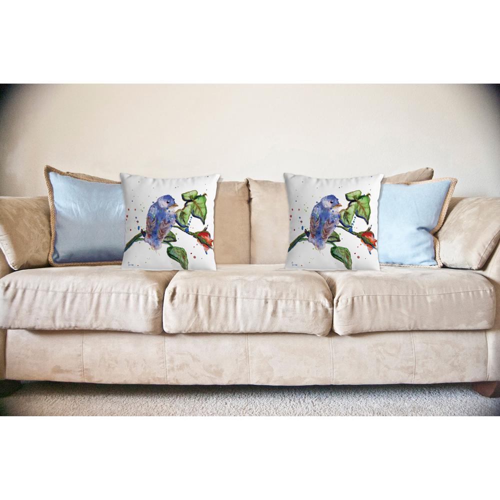 Betsy's Blue Bird No Cord Pillow 18x18. Picture 2
