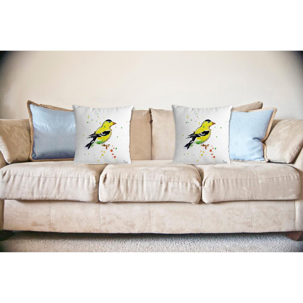 Betsy's Goldfinch No Cord Pillow 18x18. Picture 2