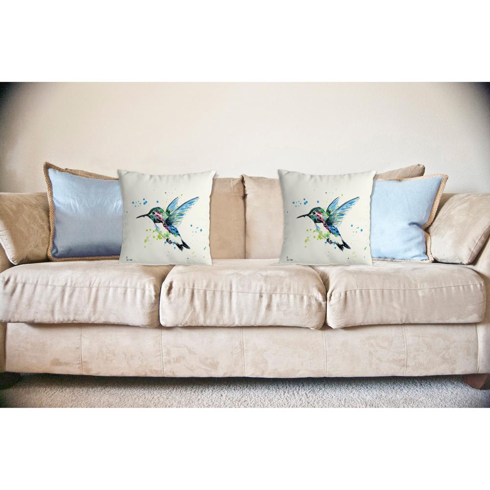 Green Hummingbird No Cord Pillow 18x18. Picture 2
