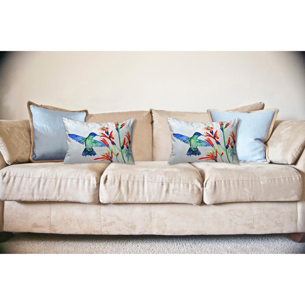 Hummingbird & Fire Plant No Cord Pillow 16x20. Picture 2