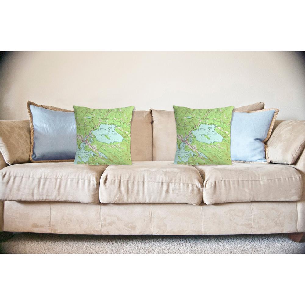 Lake Wentworth, NH Nautical Map Noncorded Indoor/Outdoor Pillow 18x18. Picture 2