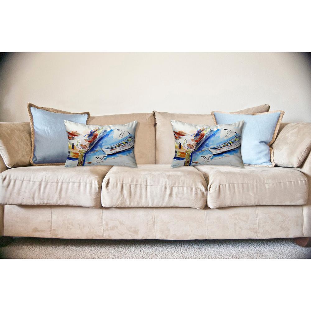 Rowboat & Birds No Cord Pillow 16x20. Picture 2