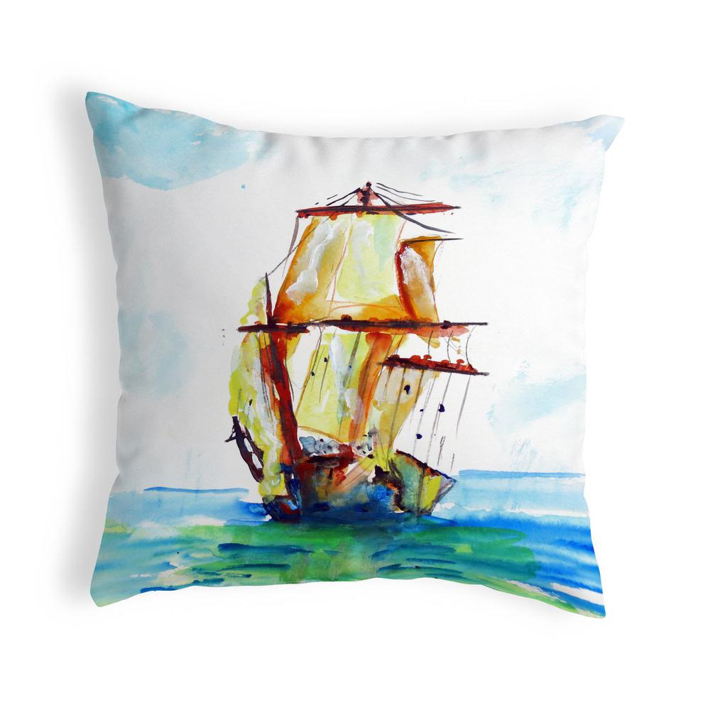 Tall Ship No Cord Pillow 18x18. Picture 1