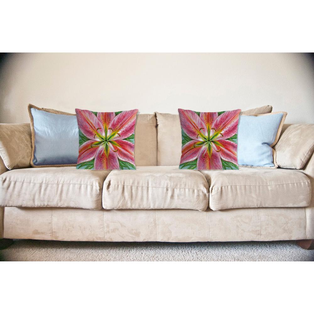 Pink Lily No Cord Pillow  18x18. Picture 2