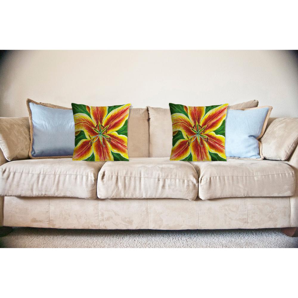 Yellow Lily No Cord Pillow 18x18. Picture 2