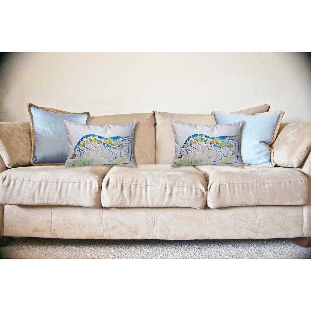 Blue Shrimp Noncorded Indoor/Outdoor Pillow 16x20. Picture 2