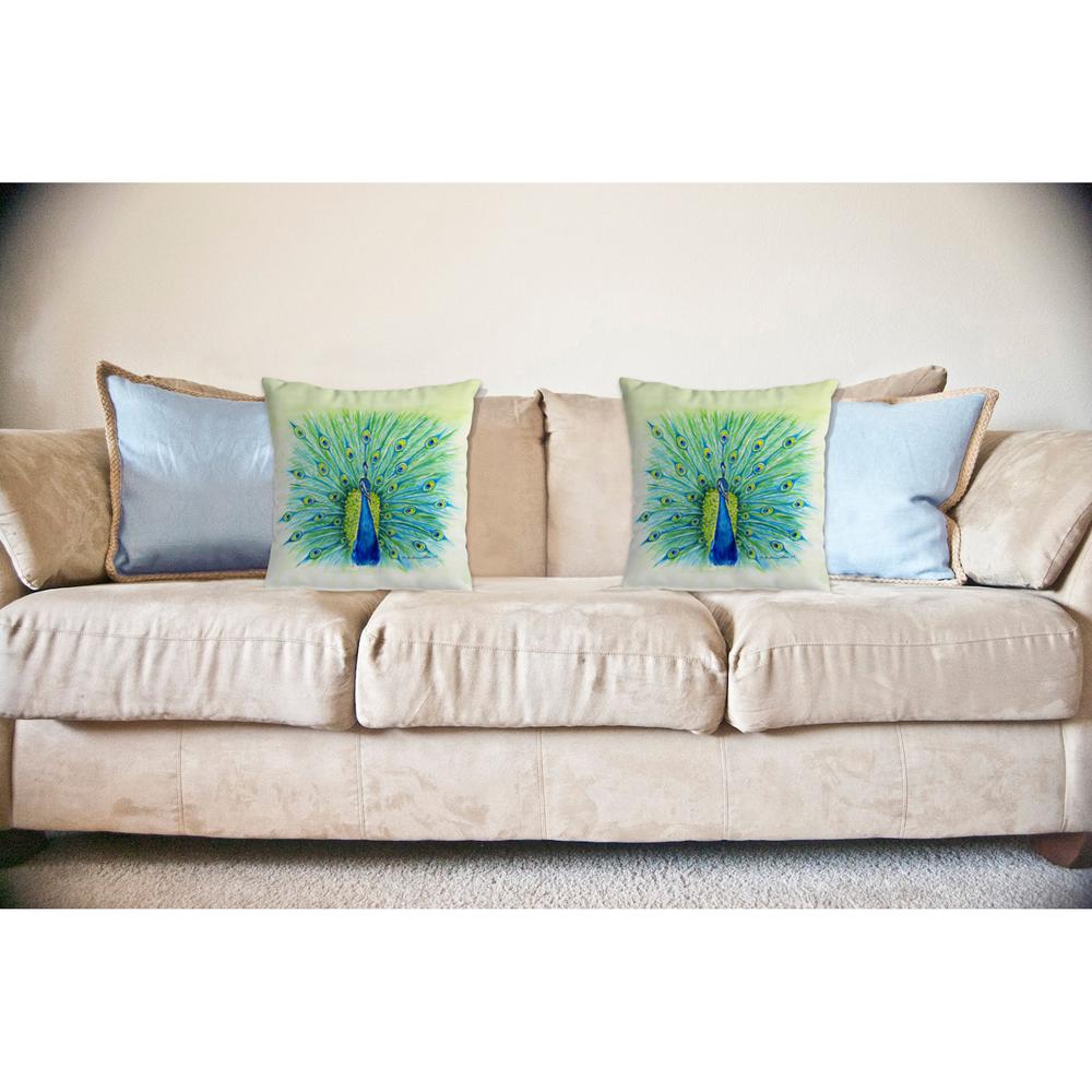 Peacock No Cord Pillow 18x18. Picture 2