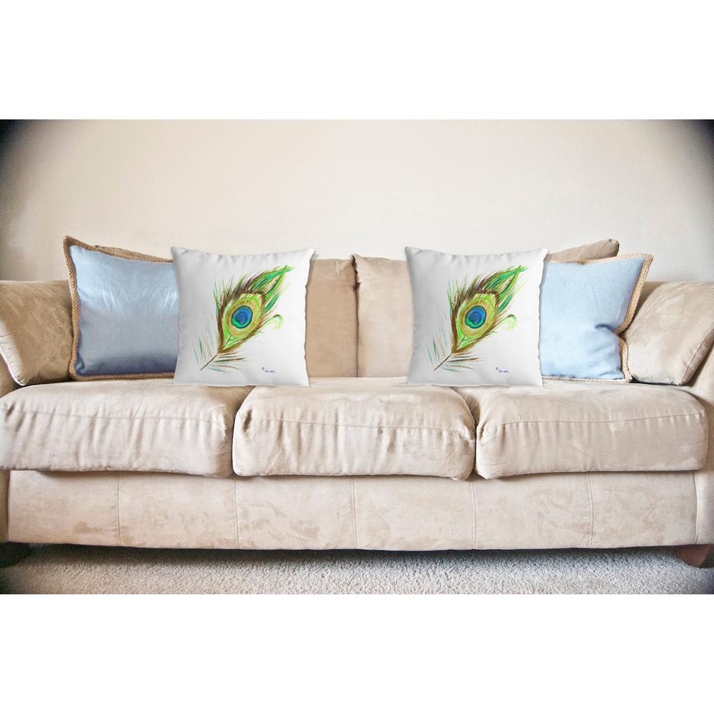 Peacock Feather No Cord Pillow 18x18. Picture 2