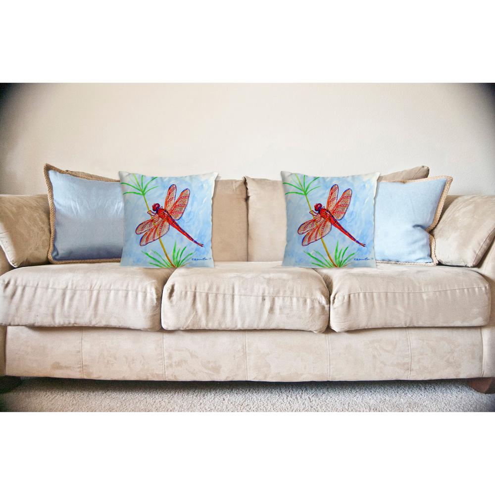 Red DragonFly No Cord Pillow 18x18. Picture 2