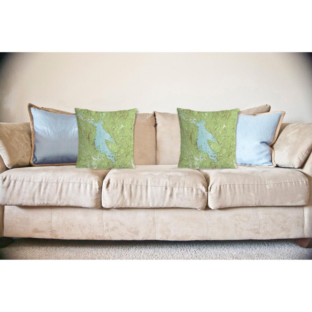 Newfound Lake, NH Nautical Map Noncorded Indoor/Outdoor Pillow 18x18. Picture 2
