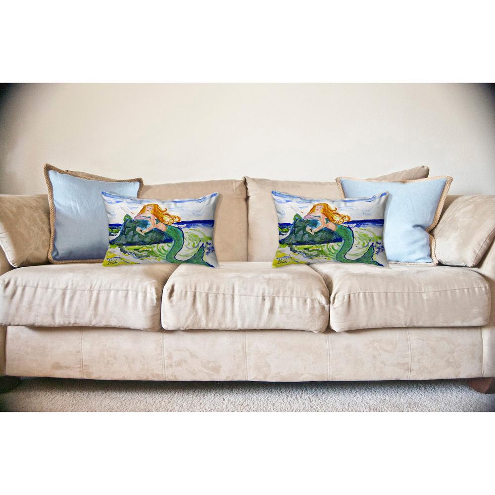 Mermaid on Rock No Cord Pillow 16x20. Picture 2