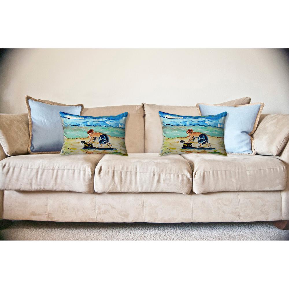 Boy & Toy No Cord Pillow 16x20. Picture 2