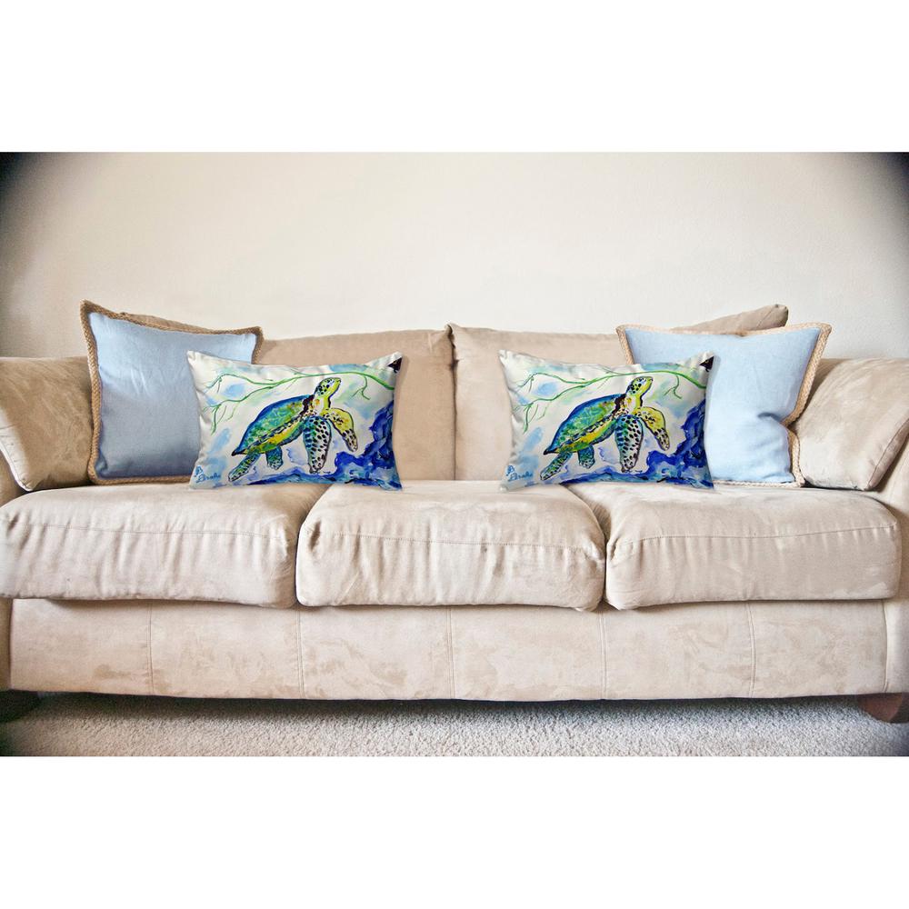 Yellow Sea Turtle No Cord Pillow 16x20. Picture 2