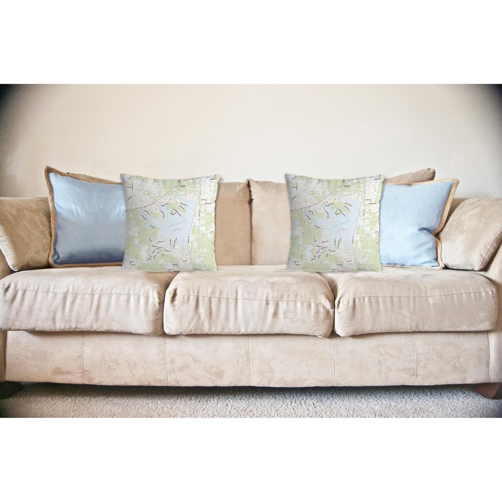 Lake Caroline, MS Nautical Map Noncorded Indoor/Outdoor Pillow 18x18. Picture 2