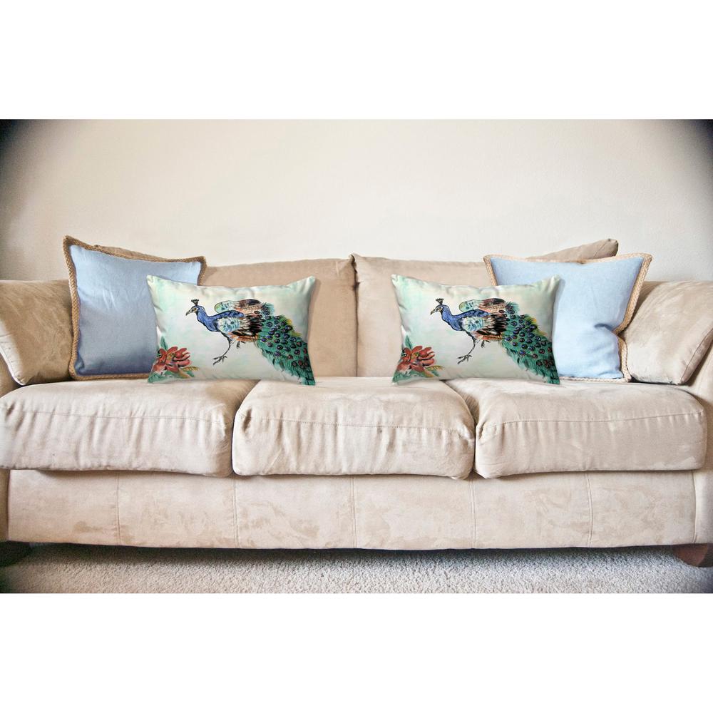Betsy's Peacock No Cord Pillow 16x20. Picture 2