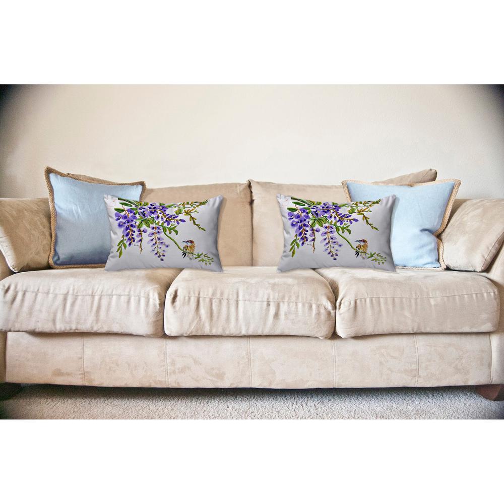 Wisteria & Bird No Cord Pillow 16x20. Picture 2