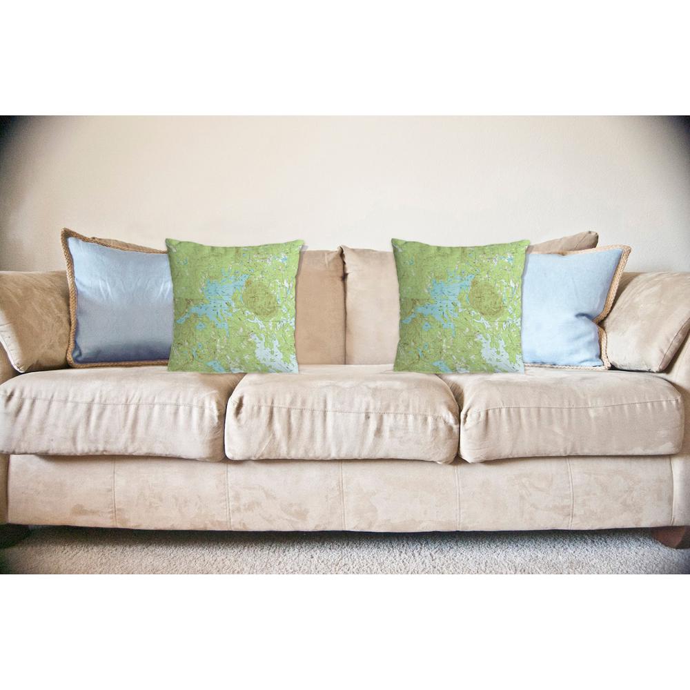 Squam Lake, NH Nautical Map Noncorded Indoor/Outdoor Pillow 18x18. Picture 2