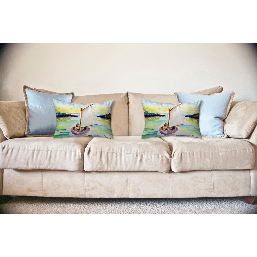 Pink Sailboat No Cord Pillow 16x20. Picture 2