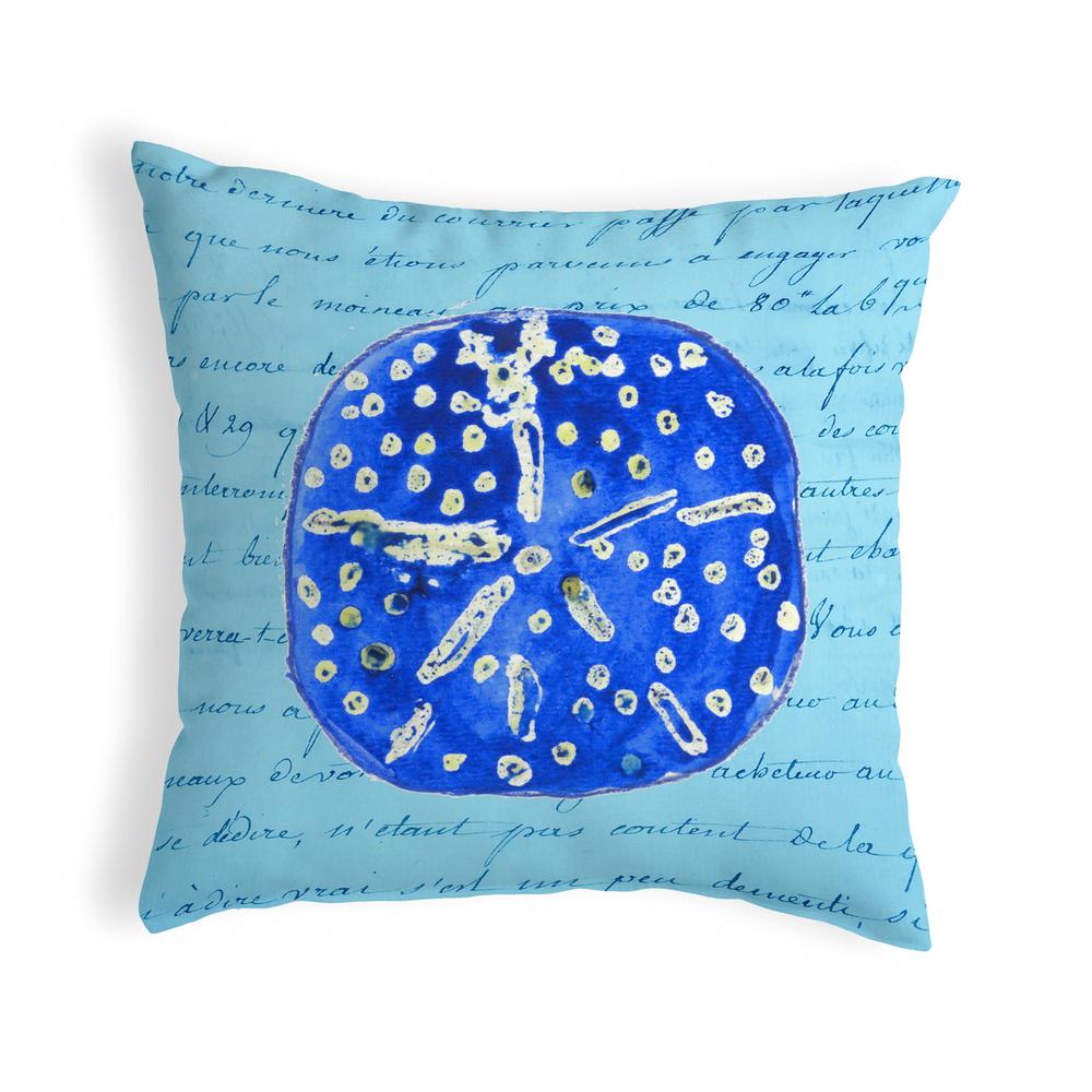 Blue Sand Dollar No Cord Pillow 18x18. Picture 1