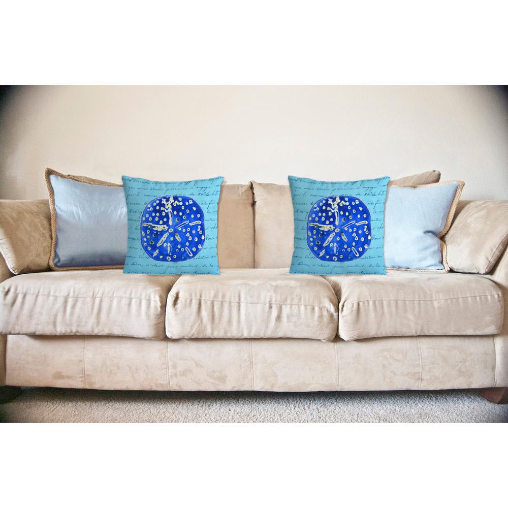 Blue Sand Dollar No Cord Pillow 18x18. Picture 2