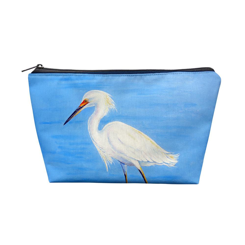 Stalking Snowy Egret Pouch 8.5x6. Picture 1