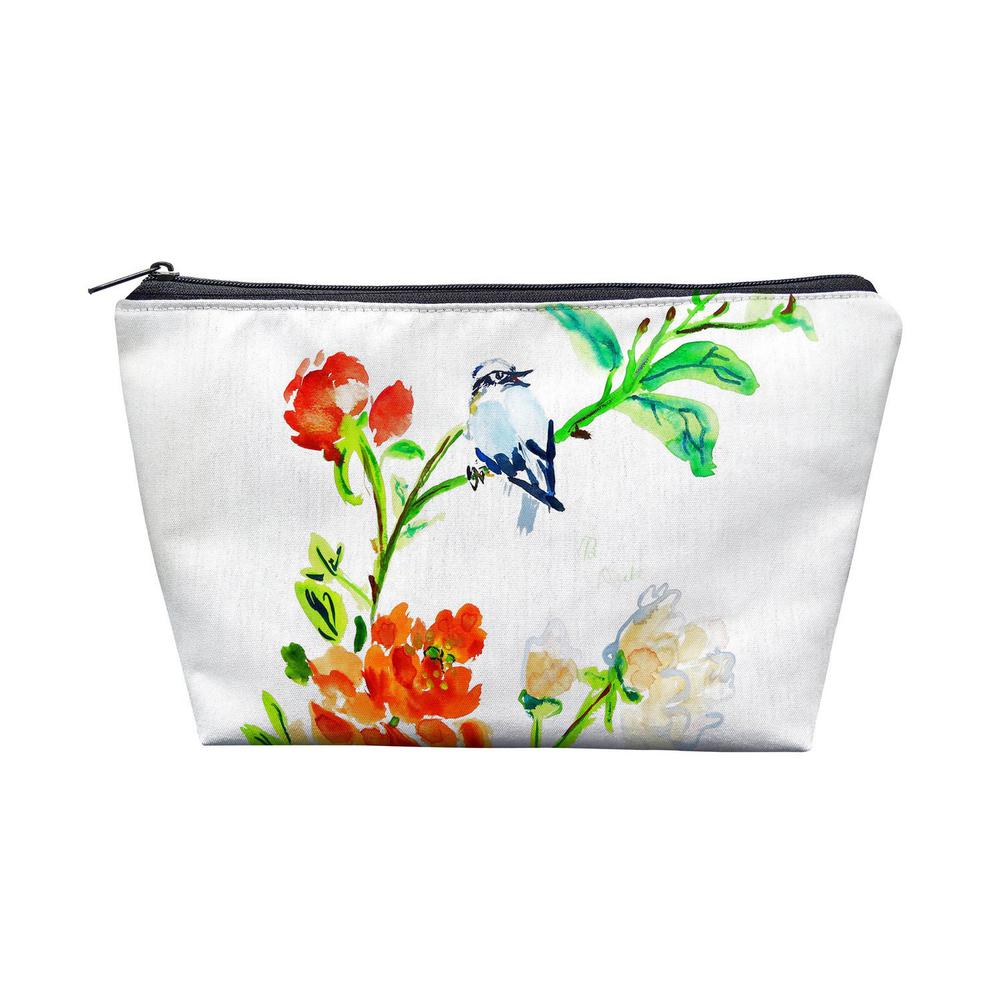 Blue Bird & Flowers Pouch 8.5x6. Picture 1