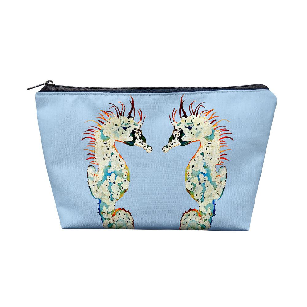 Betsy's Seahorses Light Blue Pouch 8.5x6. Picture 1