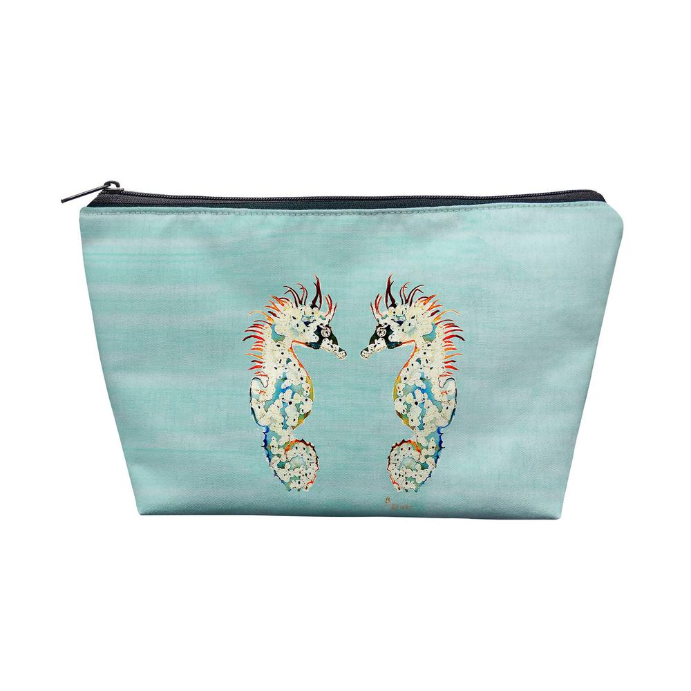 Aqua Betsy's Seahorses Pouch 8.5x6. Picture 1