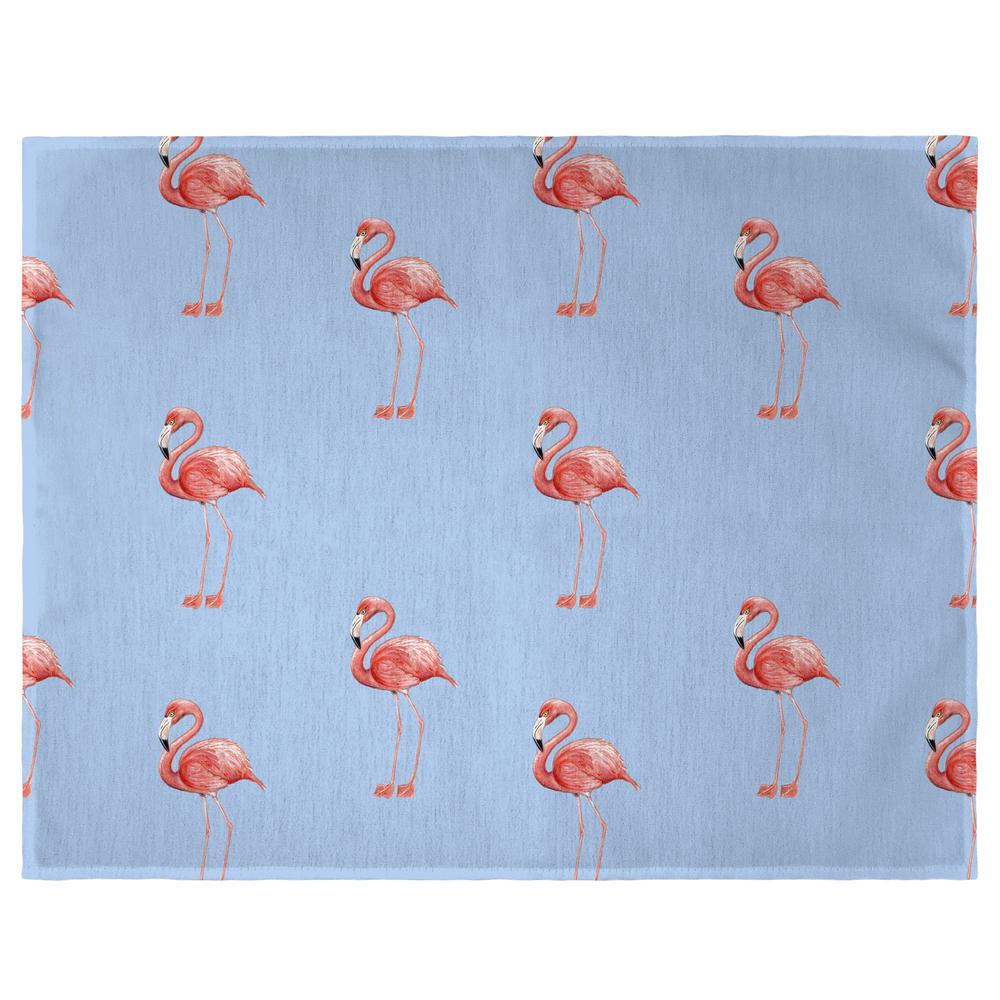 Tiled Flamingos Light Blue Place Mat Set of 4. Picture 1
