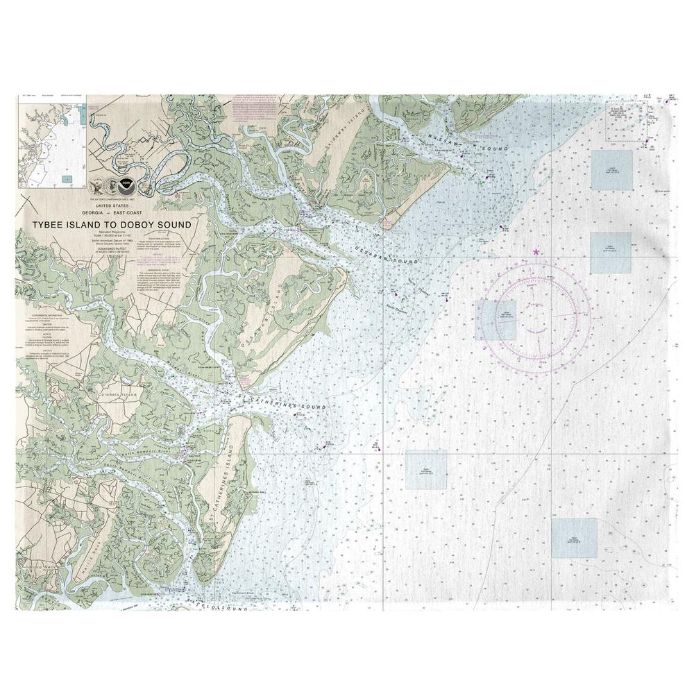 Tybee Island to Doboy Sound, GA Nautical Map Place Mat Set of 4. Picture 1