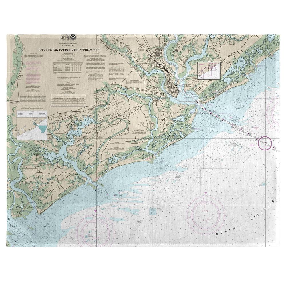 Charleston Harbor and Approaches, SC Nautical Map Place Mat Set of 4. Picture 1