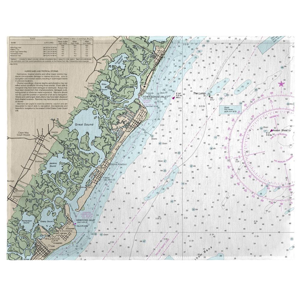 Little Egg Inlet to Hereford Inlet - Avalon, NH Nautical Map Place Mat Set of 4. Picture 1