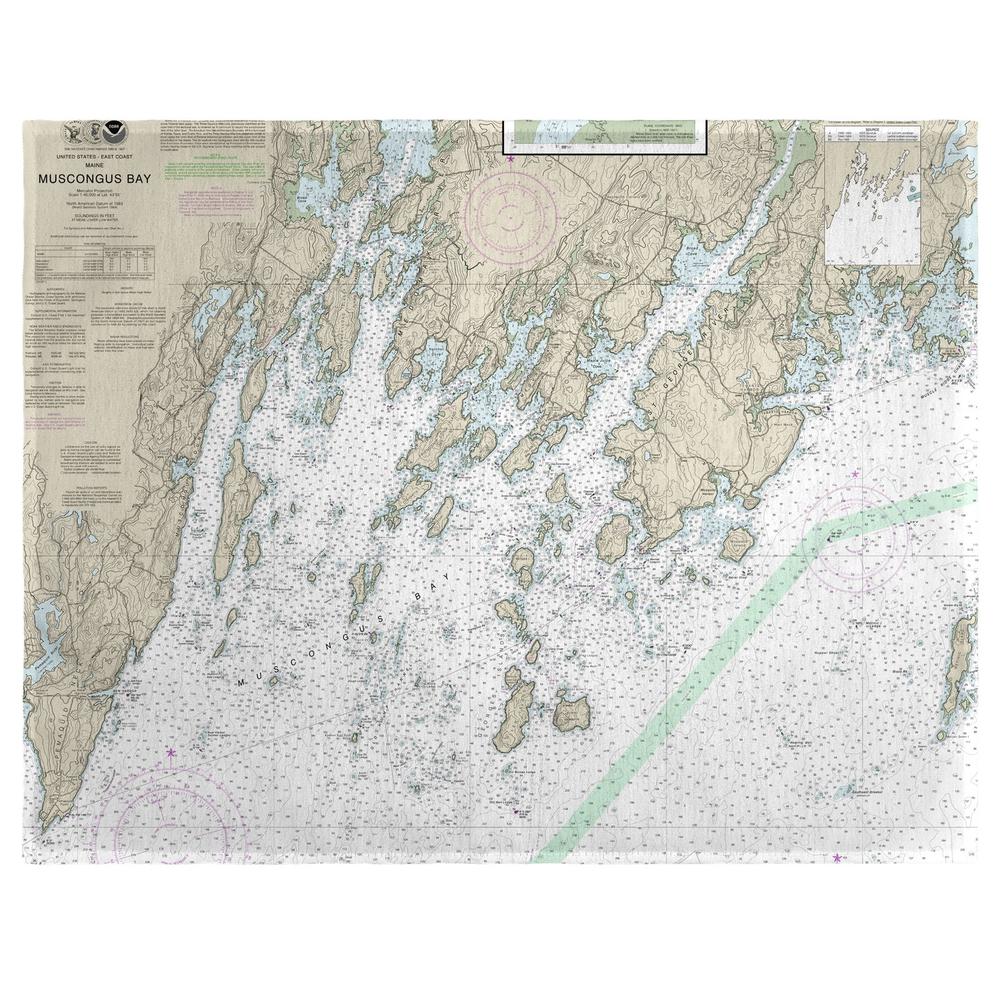Muscongus Bay, ME Nautical Map Place Mat Set of 4. Picture 1