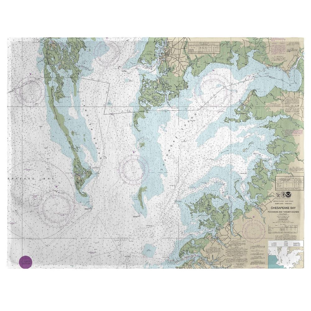 Chesapeake Bay - Pocomoke and Tangier Sounds, VA Nautical Map Place Mat Set of 4. Picture 1