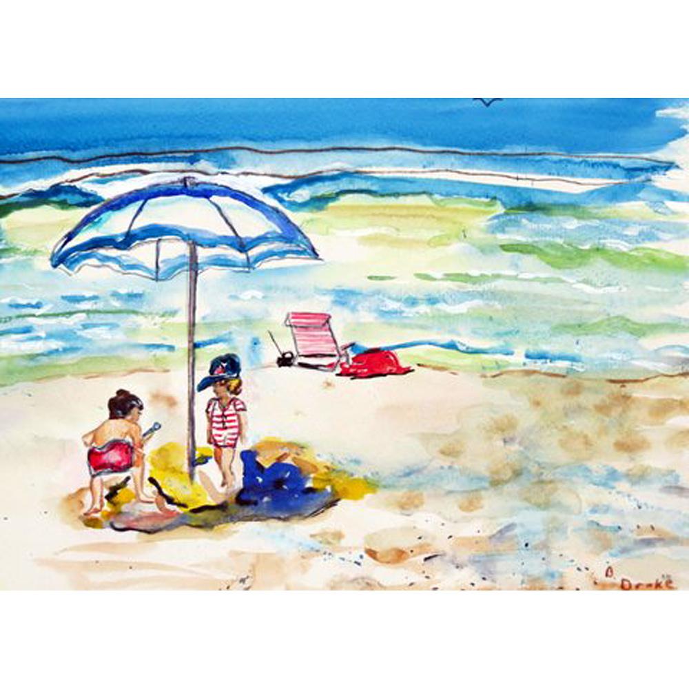 Children At The Beach Place Mat Set of 4. Picture 1