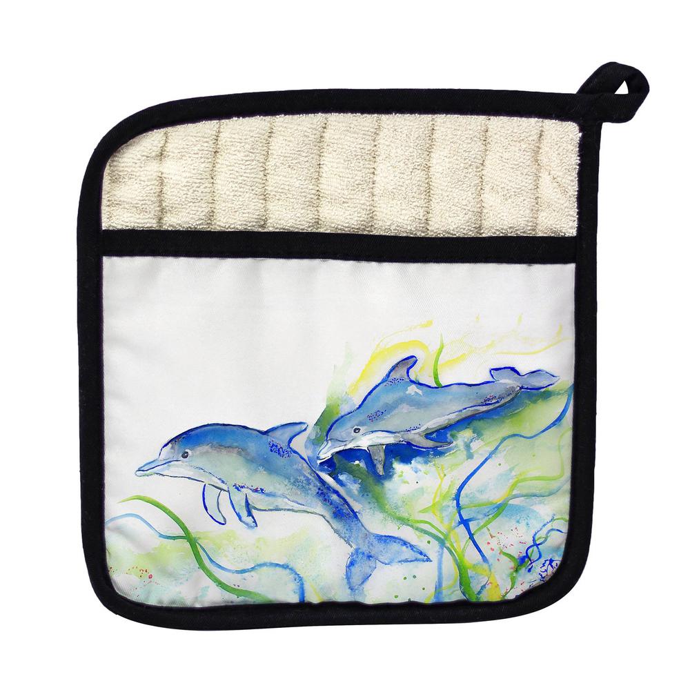 Betsy's Dolphins Pot Holder. Picture 1
