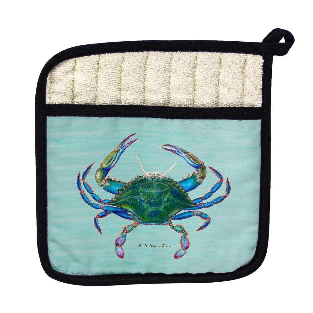 Blue Crab Aqua Pot Holder. Picture 1