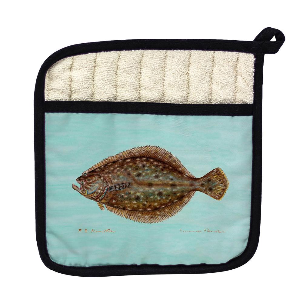 Flounder Aqua Pot Holder. Picture 1