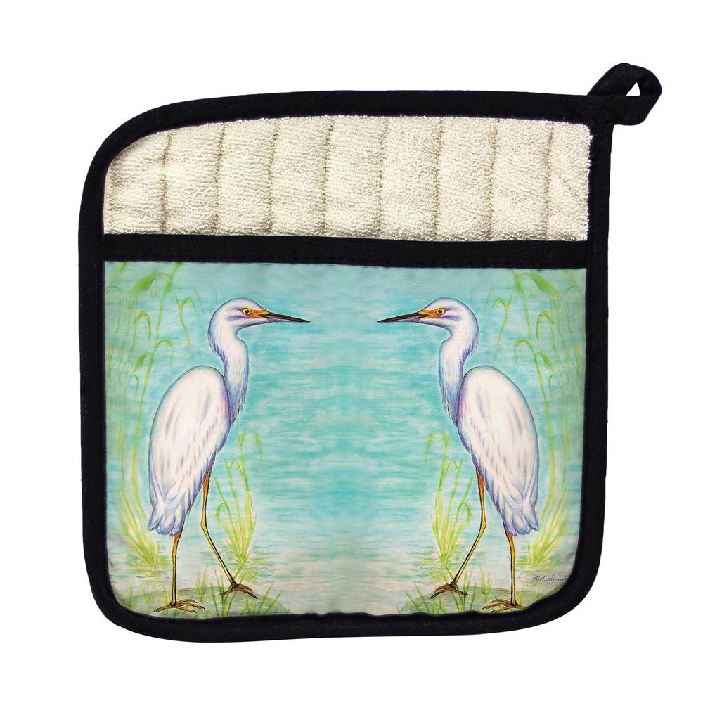 Snowy Egret Pot Holder. Picture 1