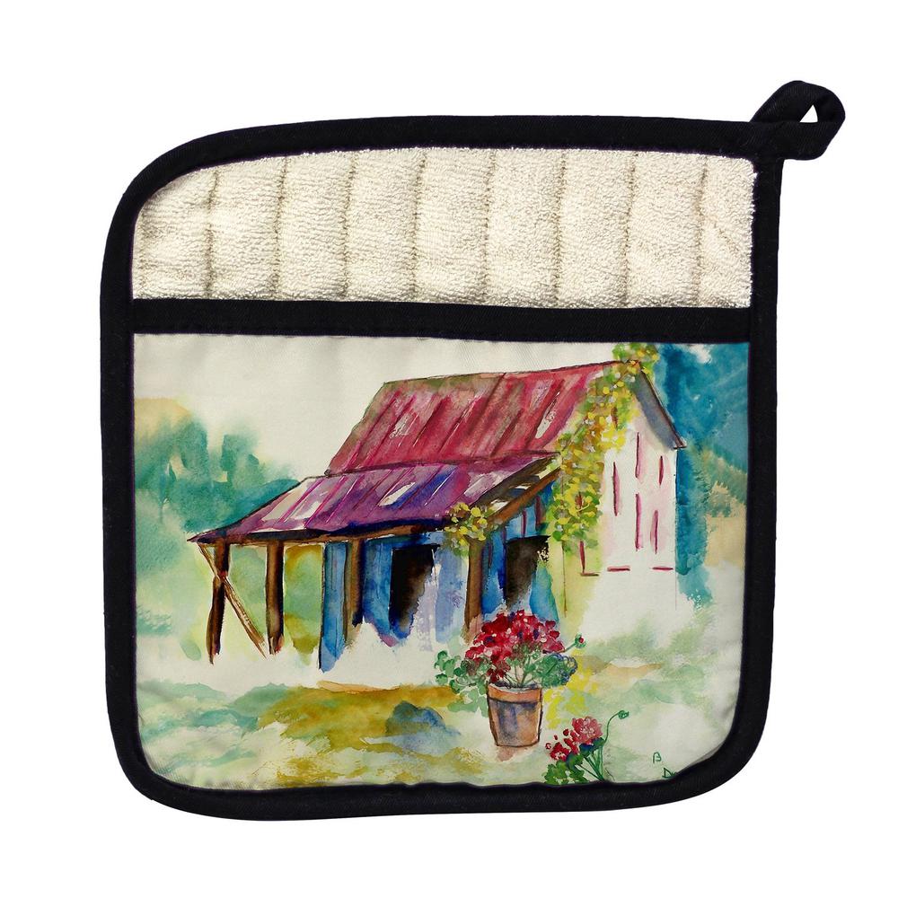 Barn & Geranium Pot Holder. Picture 1